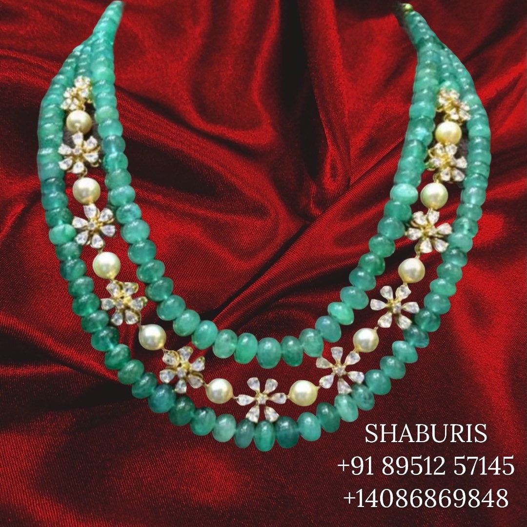 Victorian Diamond pendant gemstone jewelry polki diamond emerald neckl –  Nihira
