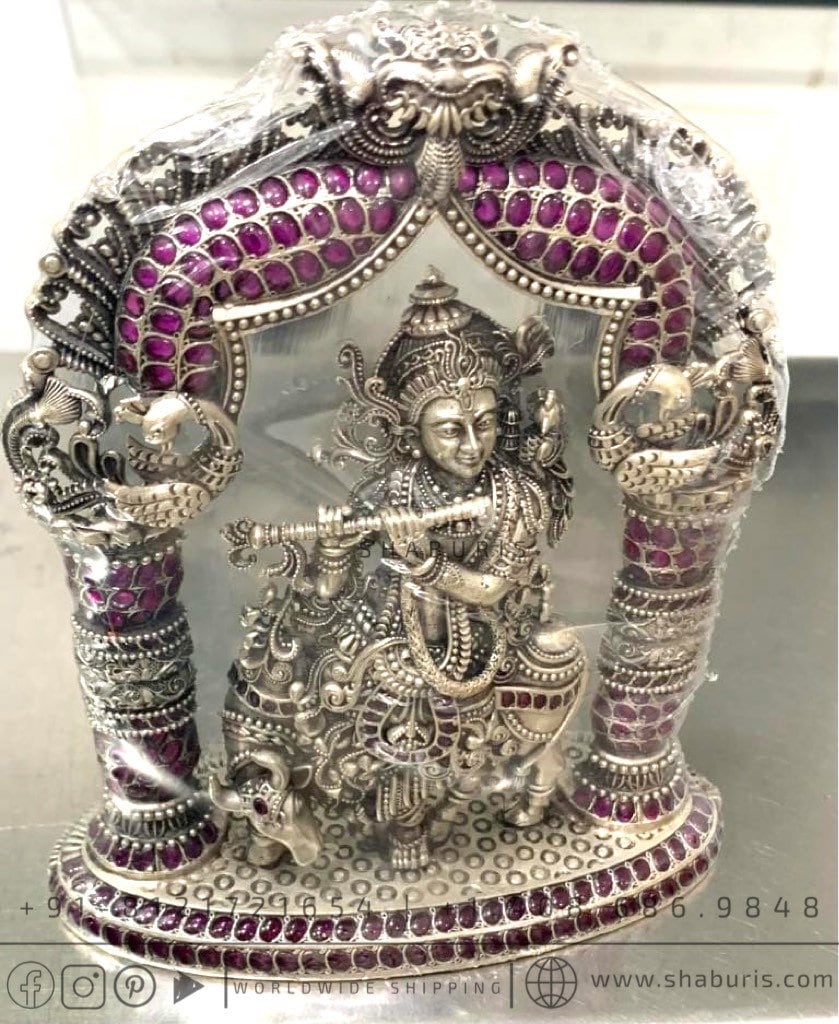 Pure Silver Krishna Idol,silver God Idol,Indian Pooja Articles,silver ...