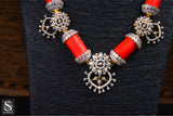 Coral necklace Pure Silver jewelry Indian diamond Necklace silver jewelry -SHABURIS