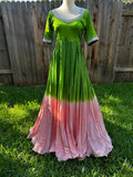 Party wear Indian dress Green & Pink long gown - Indian Designer Dress Mehendi Dress Haldi Dress