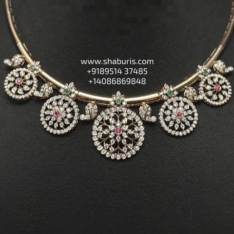 Kante Diamond necklace wedding jewelry silver necklace 925 silver with 22k gold plated - SHABURIS