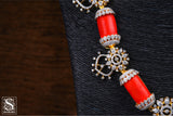 Coral necklace Pure Silver jewelry Indian diamond Necklace silver jewelry -SHABURIS