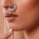 Diamond Nose Ring wedding jewelry silver necklace 925 silver with 22k gold plated - SHABURIS