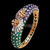 Cocktail bangle Navaratan Bangles - Diamond Bangles - 925 Silver Jewelry - 22ct Gold Plated - CZ Bangles - South indian diamond Bangles design