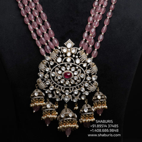 Polki necklace diamond necklace 925 silver with 22k gold plated- SHABURIS