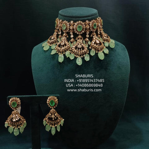 Columbian Emerald necklace silver necklace 925 silver with 22k gold plated - SHABURIS