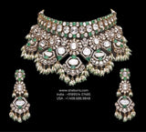 Polki necklace silver necklace 925 silver with 22k gold plated - SHABURIS