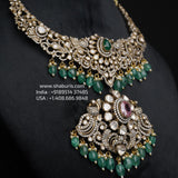 Victorian Diamond necklace silver necklace 925 silver with 22k gold plated - SHABURIS