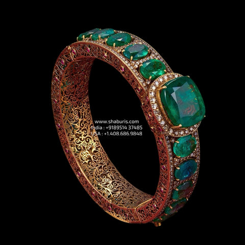 Diamond Bangles - 925 Silver Jewelry - 22ct Gold Plated - CZ Bangles - South indian diamond Bangles design