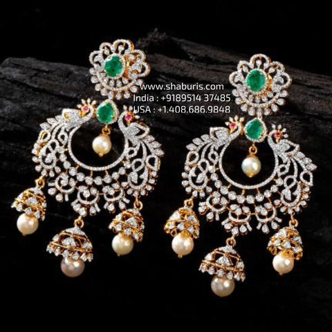 Diamond Jhumka 925 silver with 22k gold plated - SHABURIS