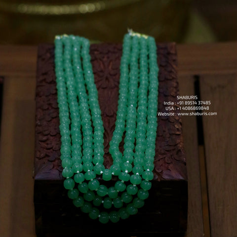 Emeralds melon Bead Necklace SHABURIS
