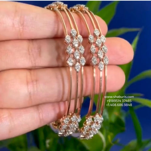 Diamond Bangles - 925 Silver Jewelry - 22ct Gold Plated - CZ Bangles - South indian diamond Bangles design