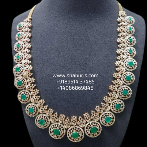 Bottu mala Diamond necklace wedding jewelry silver necklace 925 silver with 22k gold plated - SHABURIS