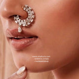 Diamond Nose Ring wedding jewelry silver necklace 925 silver with 22k gold plated - SHABURIS