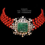 Coral mala bead jewelry gemstone jewelry polki diamond emerald necklace pure silver jewelry south indian gold jewelry sets -SHABURIS