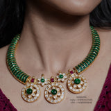 Emerald Kante bottumala necklace Pure Silver jewelry Indian diamond Necklace-SHABURIS