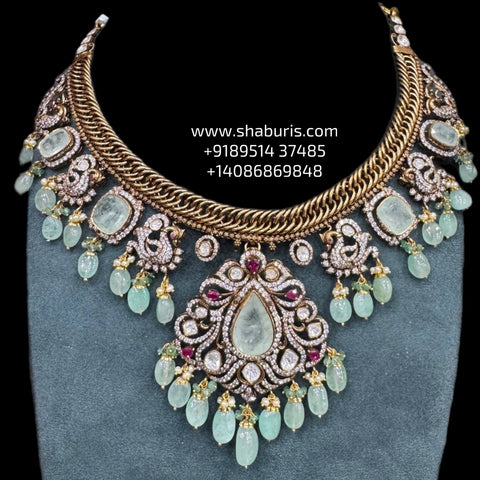 Diamond necklace wedding jewelry silver necklace 925 silver with 22k gold plated - SHABURIS