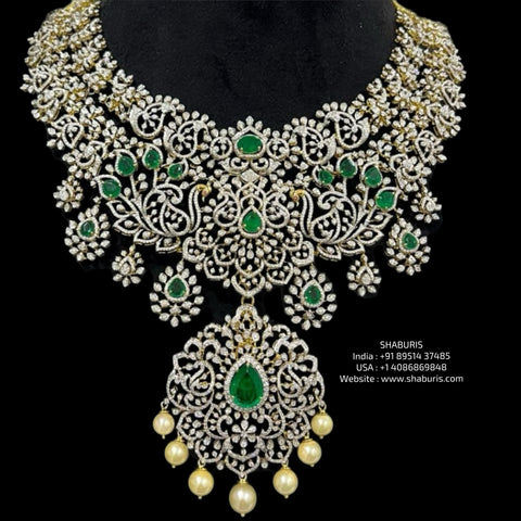 Diamond necklace silver necklace 925 silver with 22k gold plated - SHABURIS