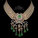 Diamond necklace Pure Silver jewelry Indian diamond Necklace silver jewelry -SHABURIS