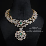 Diamond necklace Pure Silver jewelry Indian diamond Necklace silver jewelry -SHABURIS