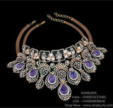 Diamond necklace Silver necklace 925 silver with 22k gold plated- SHABURIS