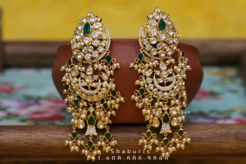 Chandbali , Latest Indian Jewelry,South Indian Jewelry,Pure silver Jhumkas Indian,Indian Earrings,Indian Wedding Jewelry -NIHIRA-SHABURIS