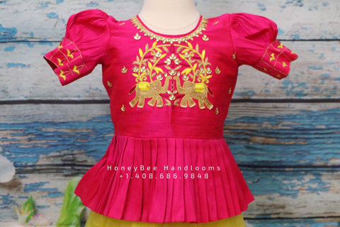 Kids paithani pattu lehanga blouse | Indian dresses for kids, Girls frock  design, Kids designer dresses