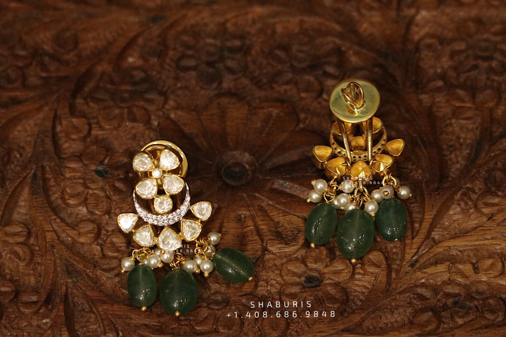 Faux Gold Semi Precious Bronze Gold 3” Jhumka Earrings Indian Pakistani  Jwellery New - Walmart.com