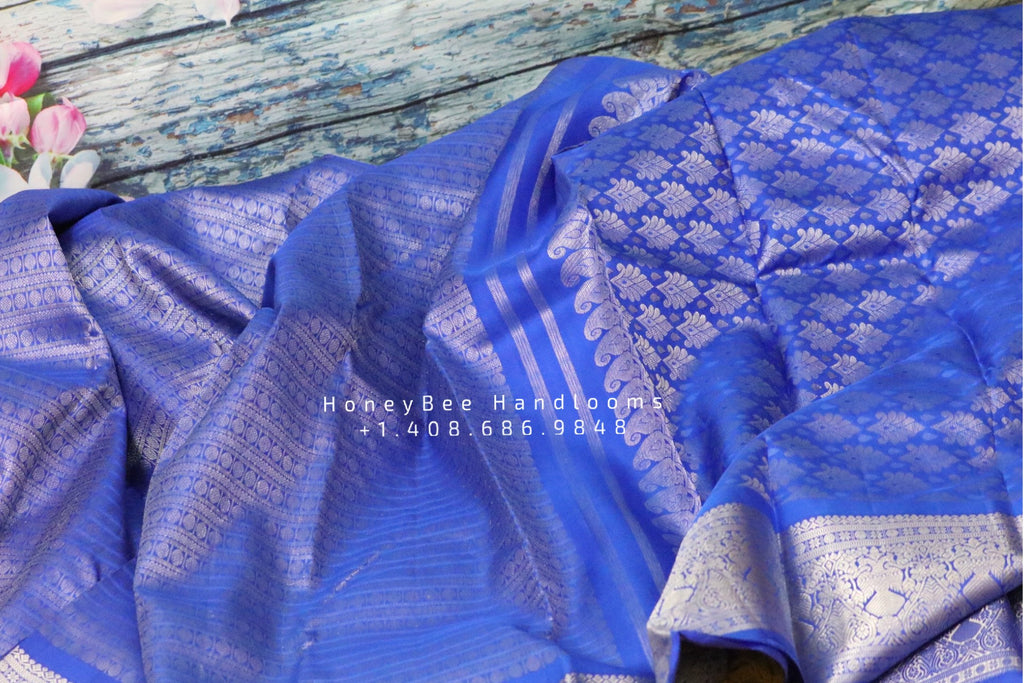 Silver Zari Woven Kanjivaram Silk Saree – MySilkLove