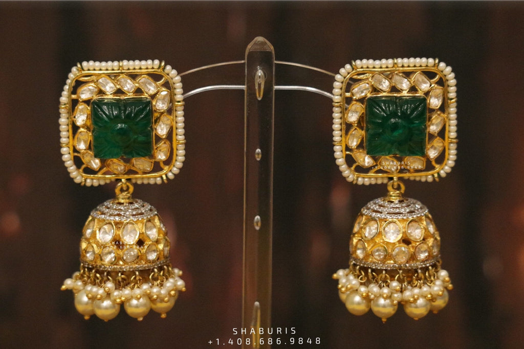 22K Gold Plated Full Ear Earrings Jhumka Gorgeous Wedding Indian Pakistani  Set | eBay