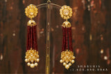 Tassel earrings,swarovski pearls,sabyasachi jewelry inspired Traditional indian Jewelery,Polki earrings,Pure silver jewelry-NIHIRA