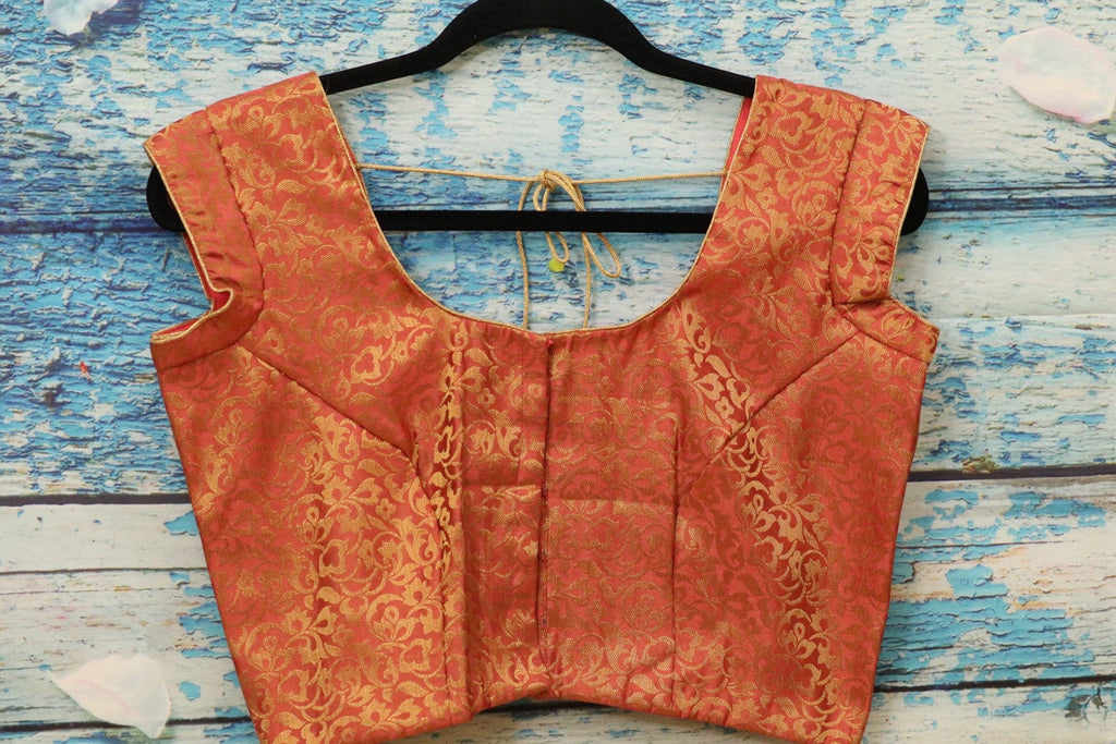 Red Brocade Banarasi Handloom Lehenga Set with Hand-embroidered Cape - Tilfi