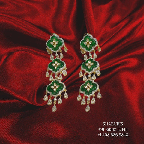 Polki Jewelry Designs,South Indian Jewellery,South Indian Jewelry,Chandlier Earrings,latest indian jewellery Designs - NIHIRA-SHABURIS