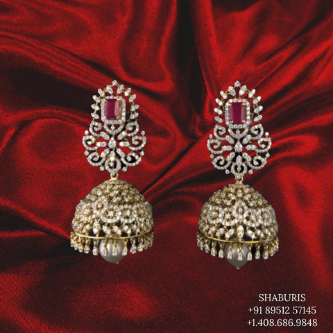 White & Pink Pure Gold Stud Earrings | Sakhi Fashions – sakhifashions