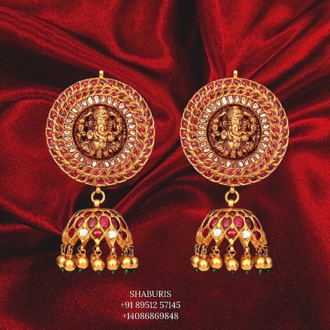 Kundan jhumka  Indian Jewelry,South Indian Jewelry, earrings indian jewelry sets,indian silver jewelry,indian bridal-NIHIRA-SHABURIS