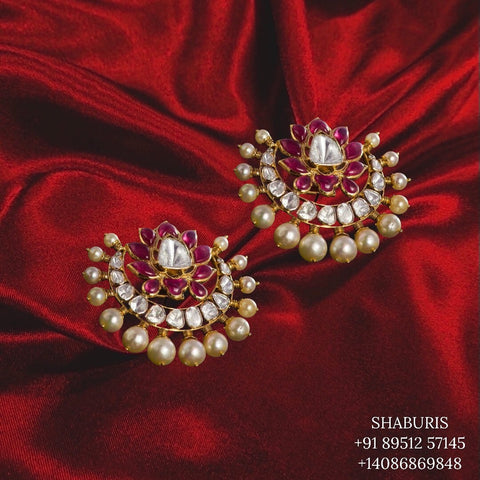 Diamond Jhumka,diamond chandbali,diamond earrings indian,detatchable diamond jhumka,swarovski diamond jhumka,chandbali earrings,silver