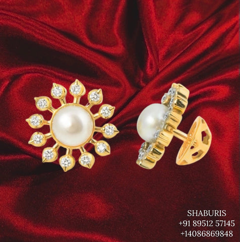 Pearl jewelry,Swarovski Diamond Jhumka Jewelry Designs,South Indian Jewelry,Jhumka Earrings,Jhumki,latest indian jewellery Designs -NIHIRA