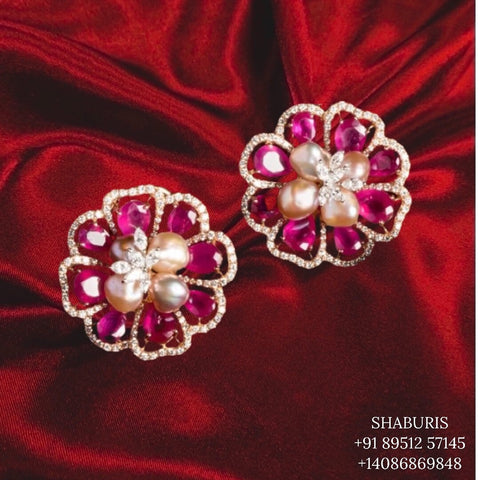 Diamond Jhumka,diamond chandbali,diamond earrings indian,detatchable diamond jhumka,swarovski diamond jhumka,chandbali earrings,silver