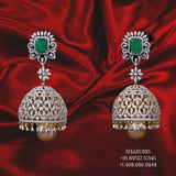 Diamond Jhumka ,diamond earrings,Pure silver Jhumkas Indian,Indian Earrings,Indian Wedding Jewelry -NIHIRA-SHABURIS