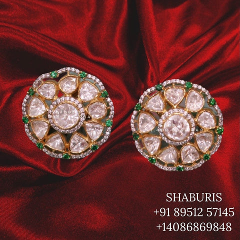 Diamond Studs,polki Jewelry,Daily wear Jewelry,moghul Jewelry,emerald Stones Jewelry,Sterling Silver Jewelry,Pure Silver Jewelry