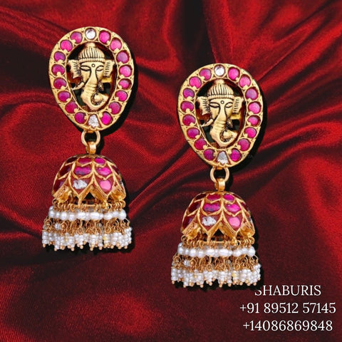South Indian Style Earrings Jewelry  Pinkcity craft