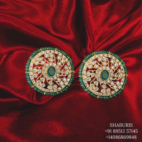 Emerald jewelry,Swarovski Diamond Jhumka Jewelry Designs,South Indian Jewelry,Jhumka Earrings,Jhumki,latest indian jewellery Designs -NIHIRA