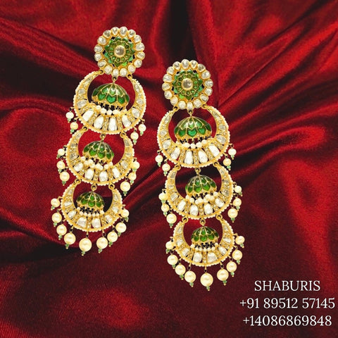 Polki jewelry destination wedding jewelry pure silver  925 silver jewelry indian lyte weight jewelry chandbali morganites -SHABURIS