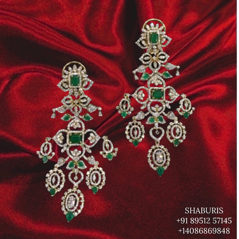 Diamond jhumka emerald jhumka silver jewelry jewelry sets indian jewelry party wear jewelry SHABURIS