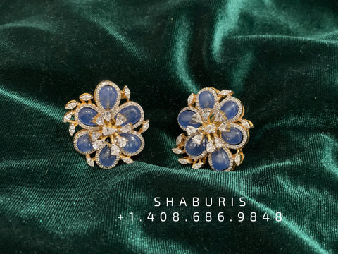 Tanzanite studs,diamond studs Indian ,silver jewelry sets gold jewelry swarovski stones cz stones diamond jewelry wedding jewelry