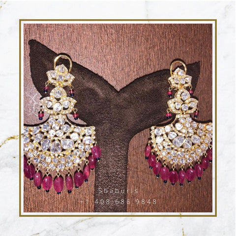 Diamond Choker Diamond Jhumka Diamond Earrings Antique Earrings Antique Jhumka Pure Silver jewelry Indian ,diamond Necklace-SHABURIS