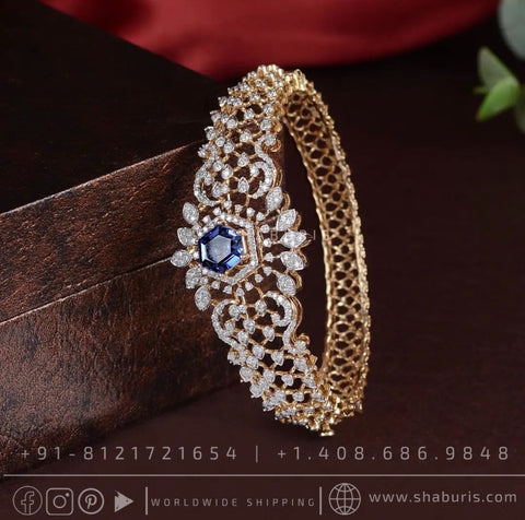 Rose Gold and Silver Diamond Bracelet Design Glowing Tubelight Stones  Online B24062